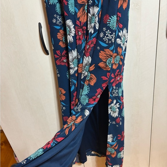 As U Wish Blue and Pink Bell Sleeve Maxi Sundress - Picture 4 of 5